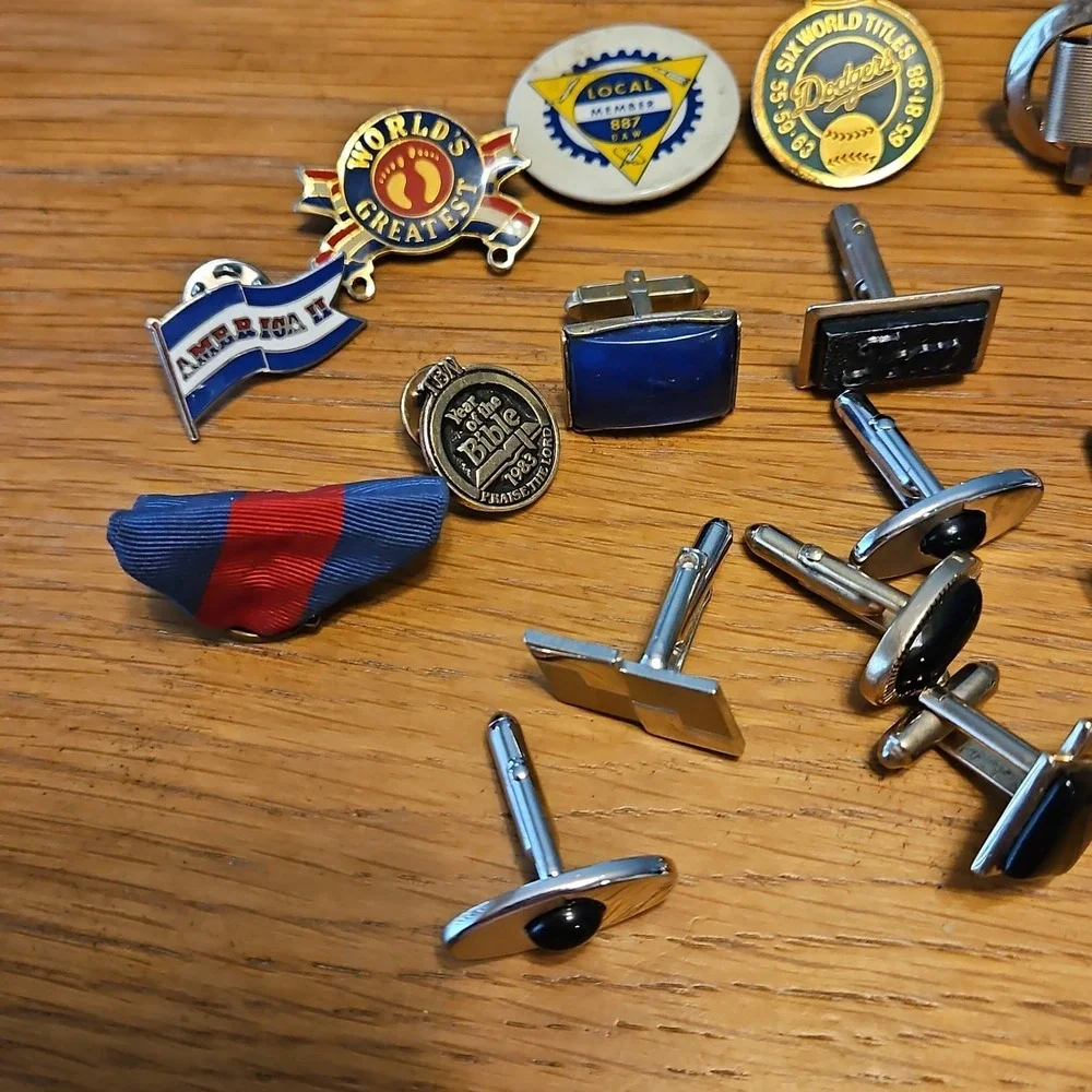 Vintage Junk Drawer Lot Pins Cufflinks Jewelry